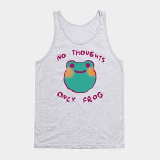 cute smiling pastel green frog with no thoughts only frog text Tank Top